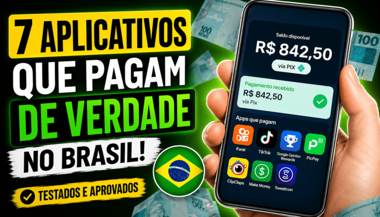 Aplicativos que pagam de verdade no Brasil em 2026 mostrando ganhos pelo celular via Pix