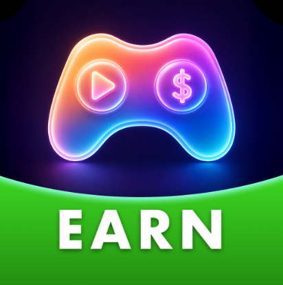Ícone do BestPlay: controle de videogame com a palavra Earn, app de jogos que paga recompensas
